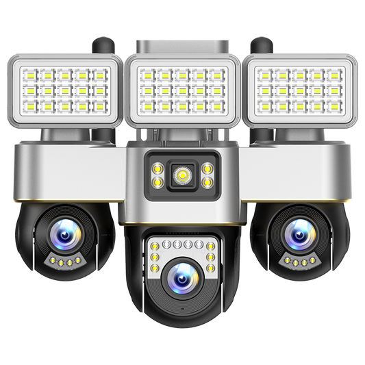 SC30A 3 Lens Security Camera with 50 IR LEDs - 1080P Full HD Night Vision, 360° Coverage, Outdoor Waterproof