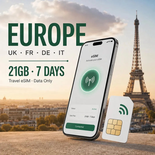 Europe eSIM 21GB 7Days Travel Data